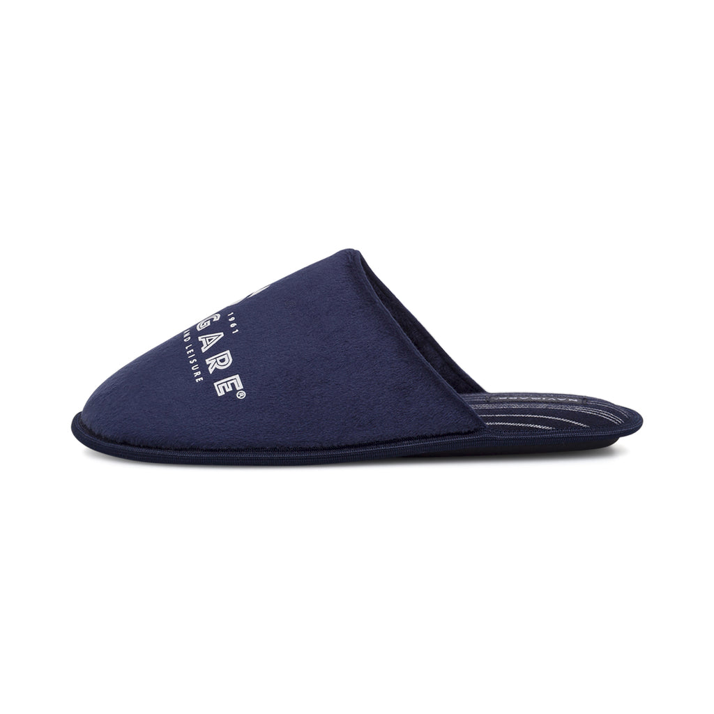 Pantofole da uomo blu con logo e soletta a righe Navigare