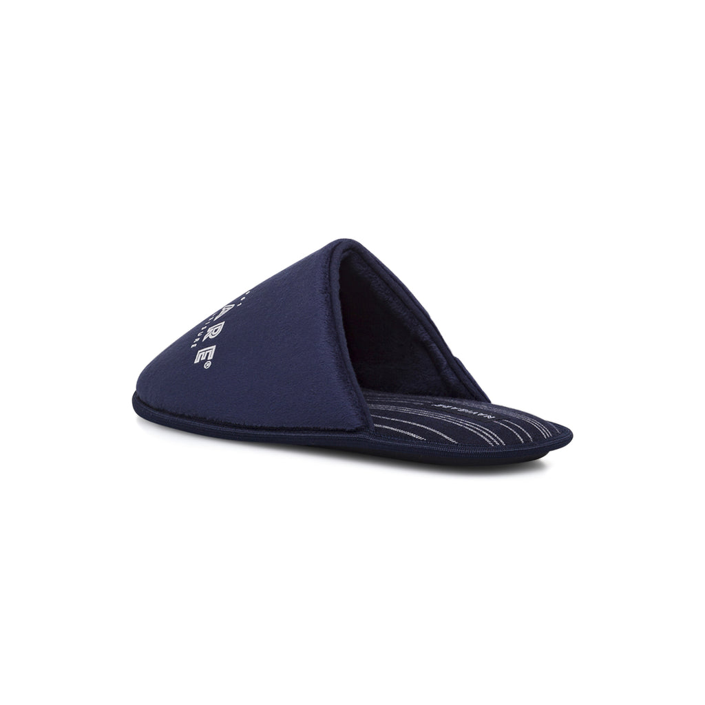 Pantofole da uomo blu con logo e soletta a righe Navigare