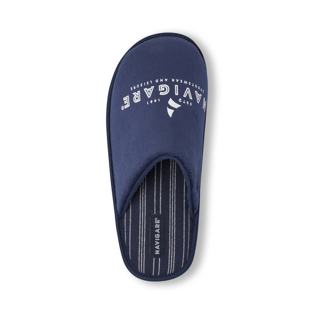 Pantofole da uomo blu con logo e soletta a righe Navigare