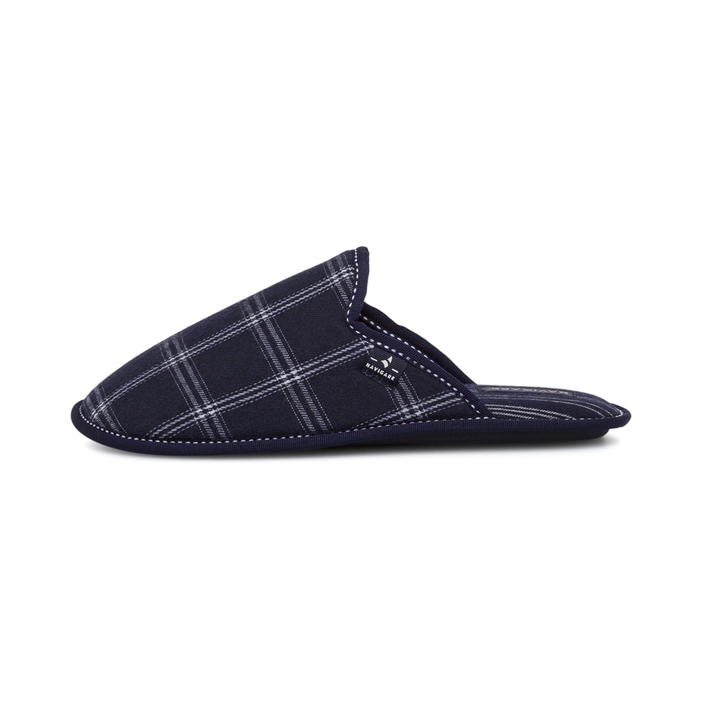 Pantofole da uomo blu con fantasia a quadri Navigare