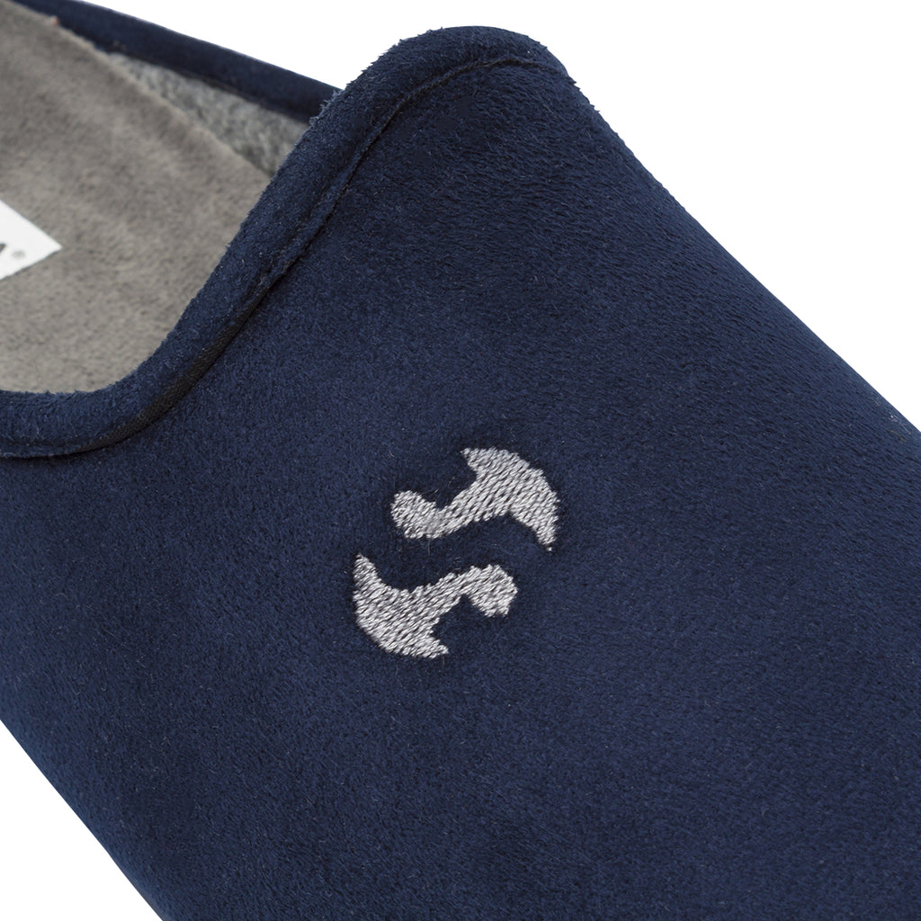 Pantofole da uomo Superga blu in tessuto morbido effetto peluche