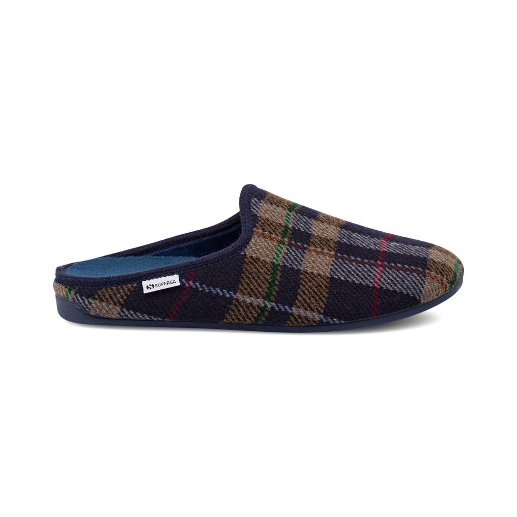 Ciabatte da Uomo blu in tessuto con fantasia tartan Superga