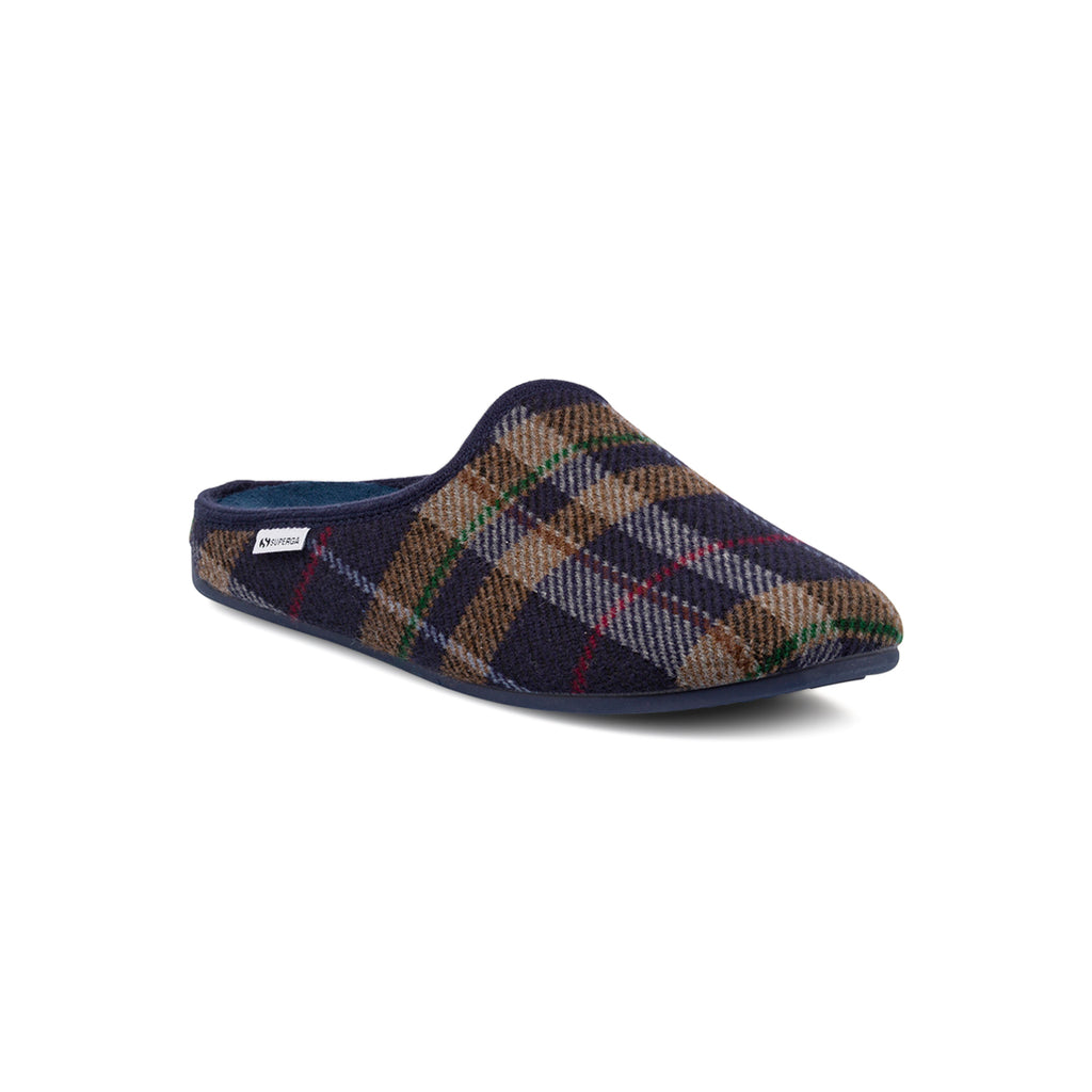 Ciabatte da Uomo blu in tessuto con fantasia tartan Superga