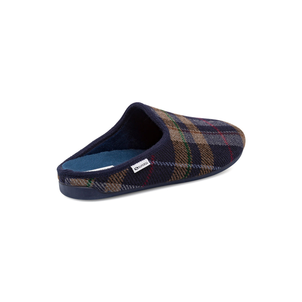 Ciabatte da Uomo blu in tessuto con fantasia tartan Superga