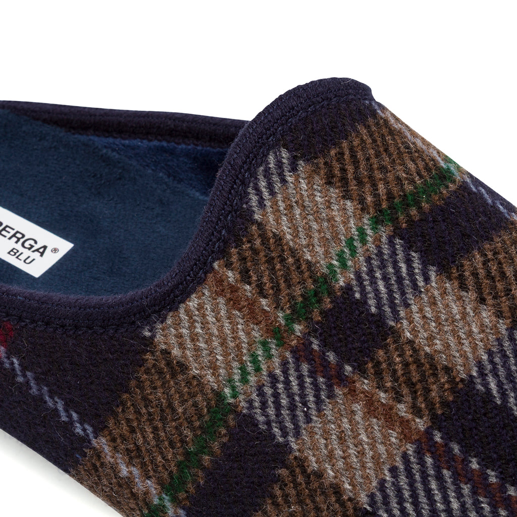 Ciabatte da Uomo blu in tessuto con fantasia tartan Superga