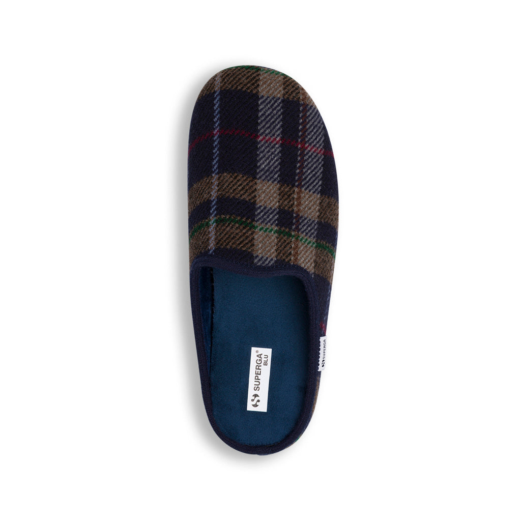Ciabatte da Uomo blu in tessuto con fantasia tartan Superga