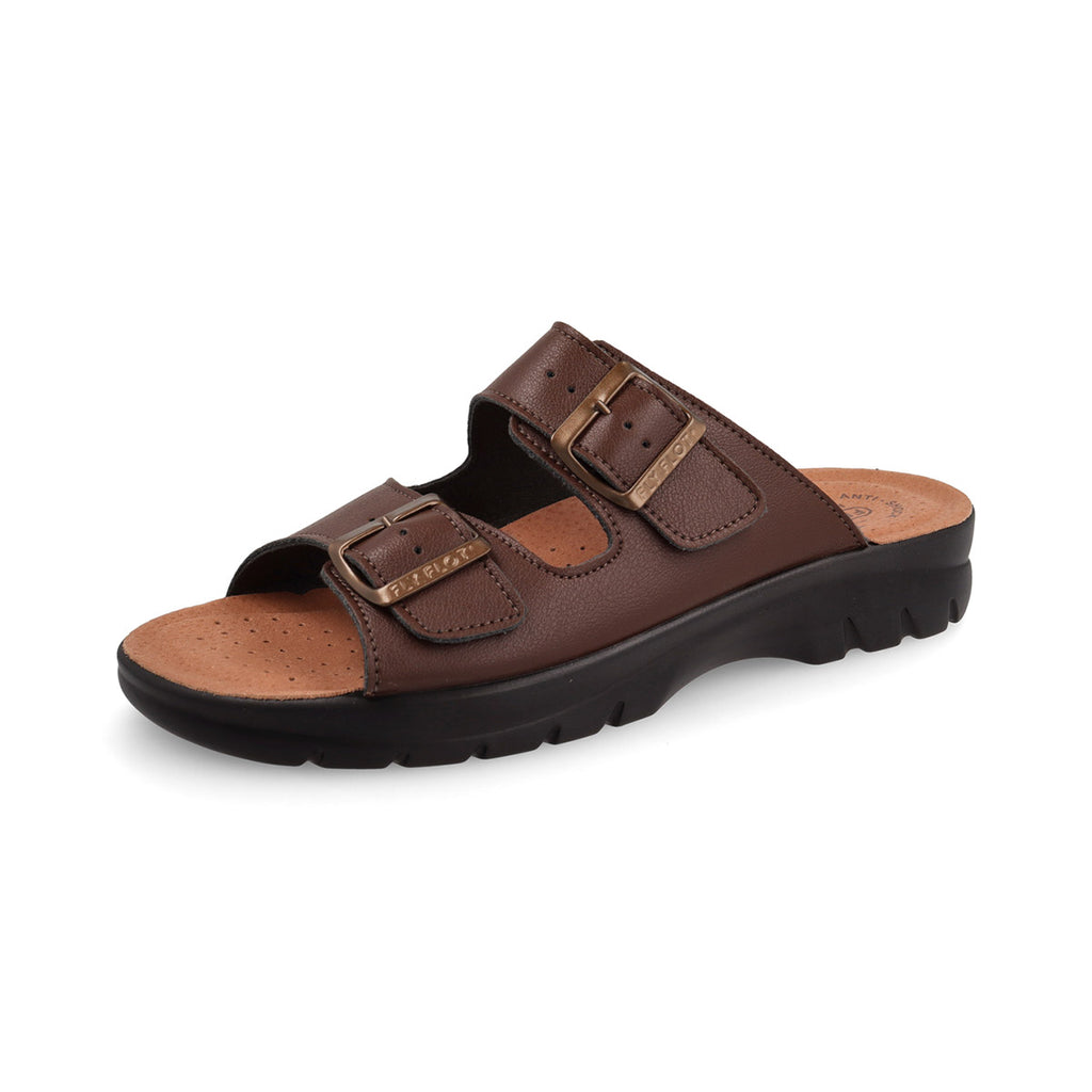 Ciabatte marroni da Uomo con doppia fibbia Fly Flot