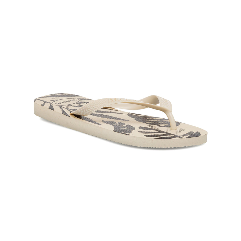 Ciabatte infradito da uomo beige con stampa foglie nere Havaianas Aloha