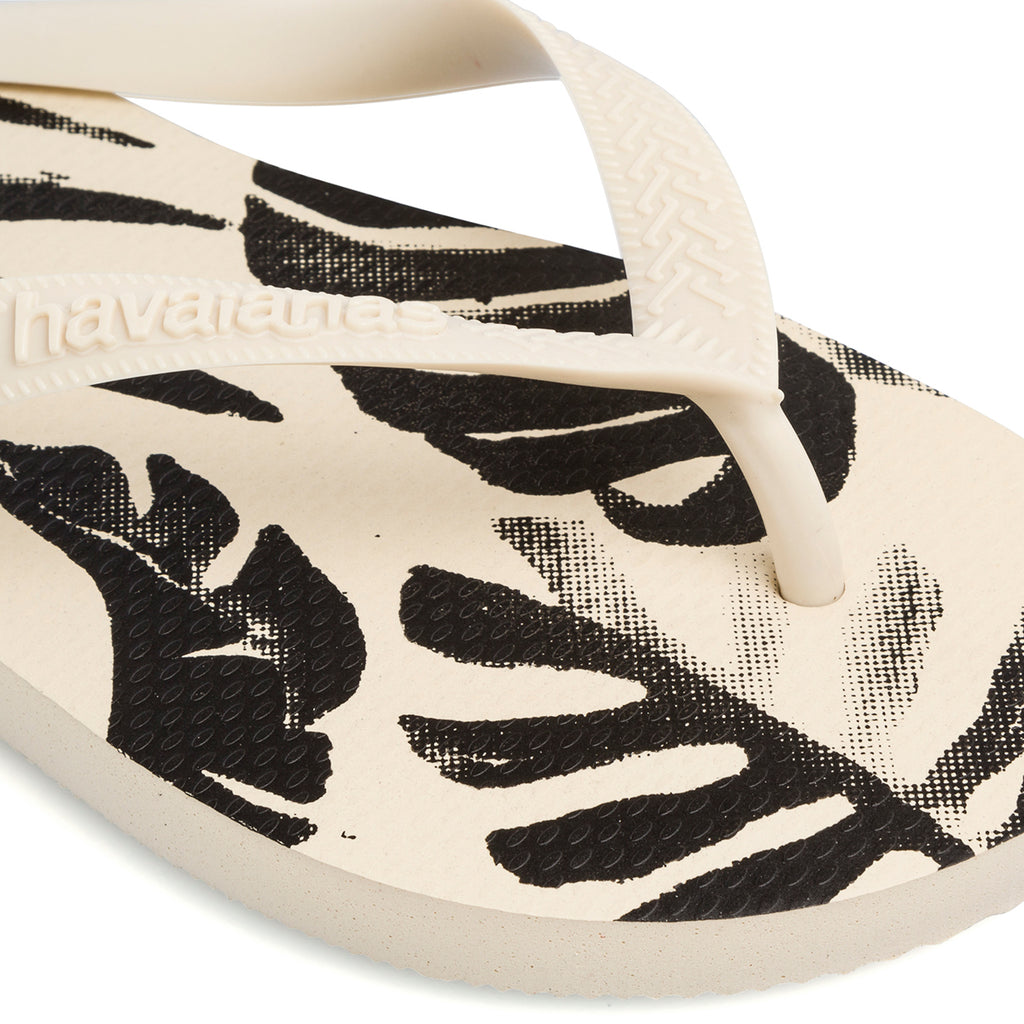 Ciabatte infradito da uomo beige con stampa foglie nere Havaianas Aloha
