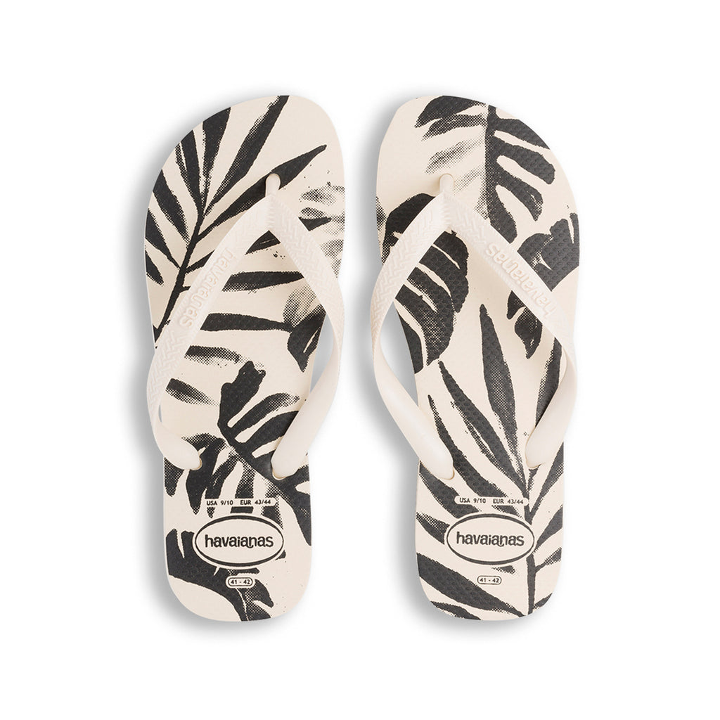 Ciabatte infradito da uomo beige con stampa foglie nere Havaianas Aloha