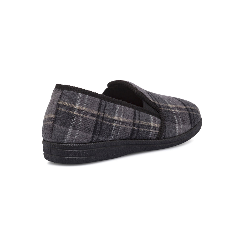 Ciabatte da uomo grigie in tessuto fantasia scozzese Terrablu