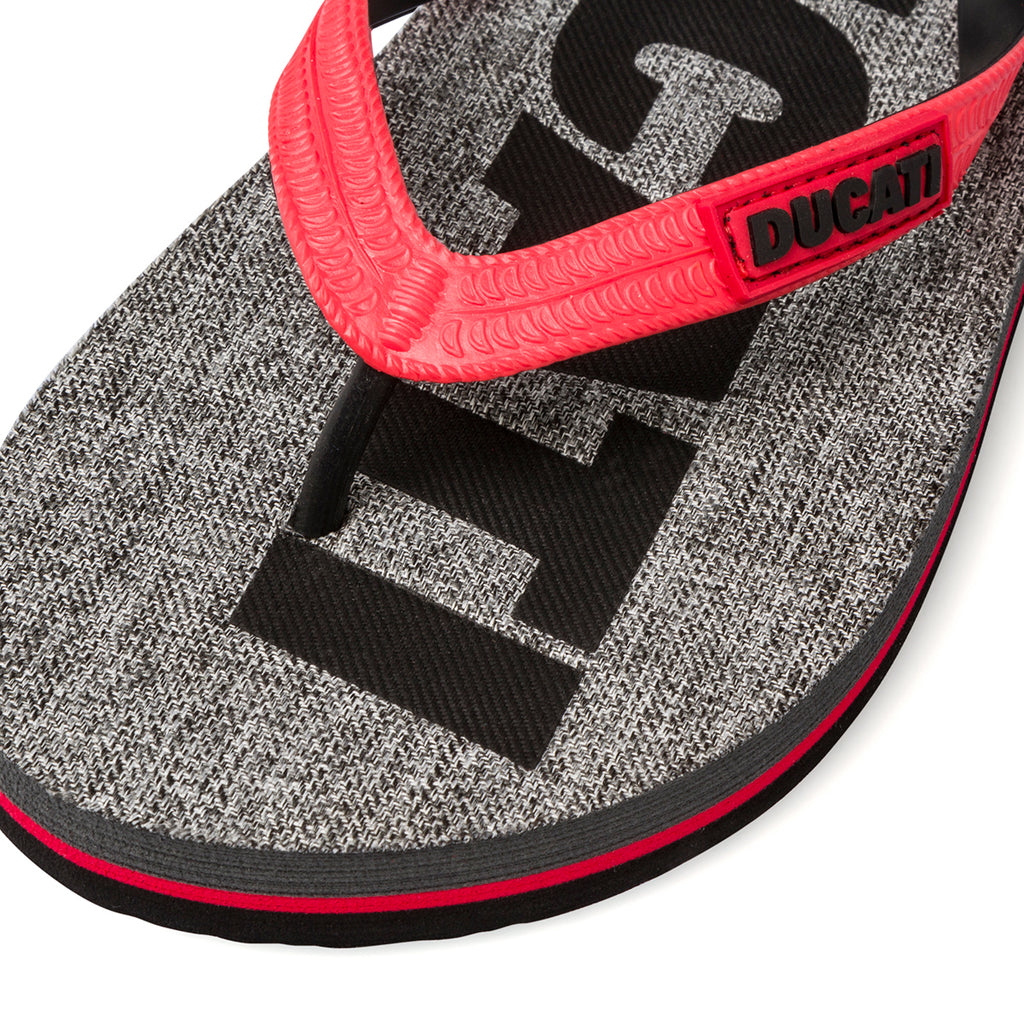Ciabatte infradito da uomo rosse nere e grigie con logo Ducati