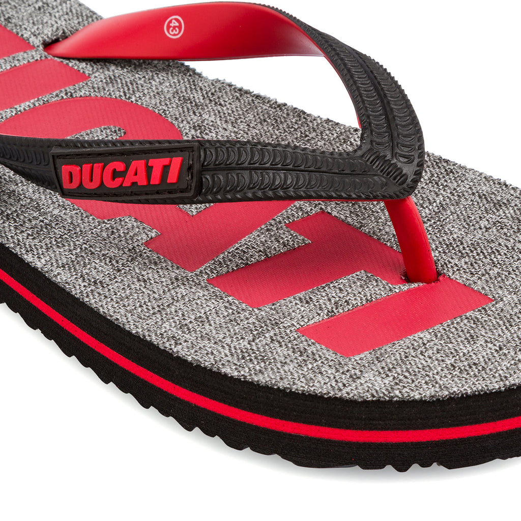 Ciabatte Infradito Grigie da Uomo con inserti e logo rosso Ducati