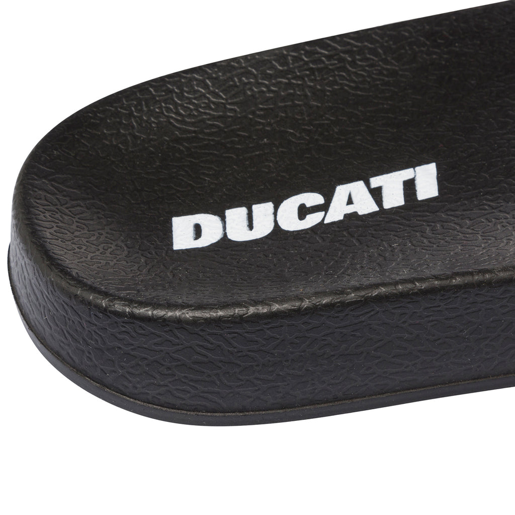 Ciabatte da uomo nere fascia singola con logo Ducati