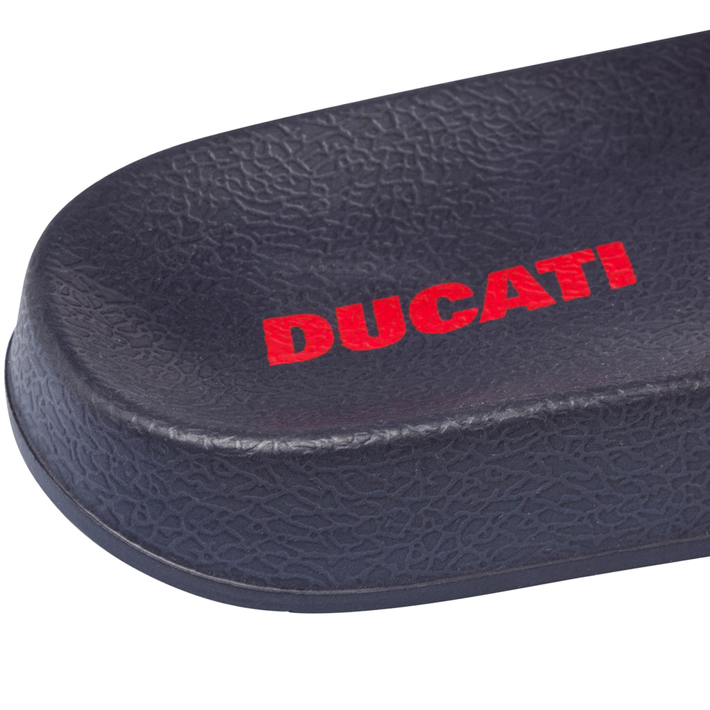 Ciabatte da uomo blu navy fascia singola con logo Ducati