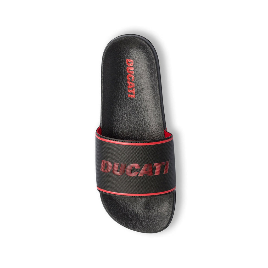 Ciabatte da uomo nere fascia singola con logo Ducati