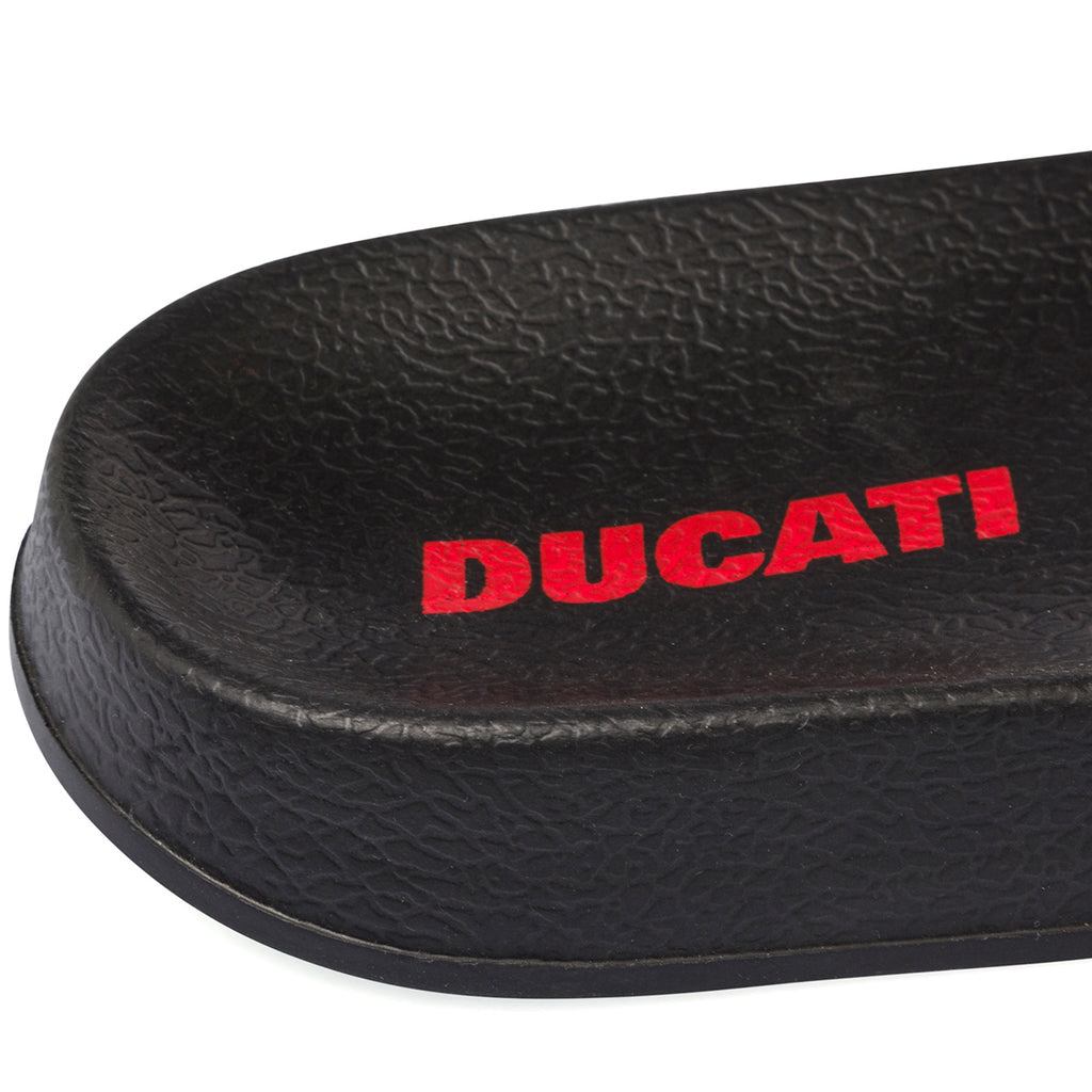 Ciabatte da uomo nere fascia singola con logo Ducati