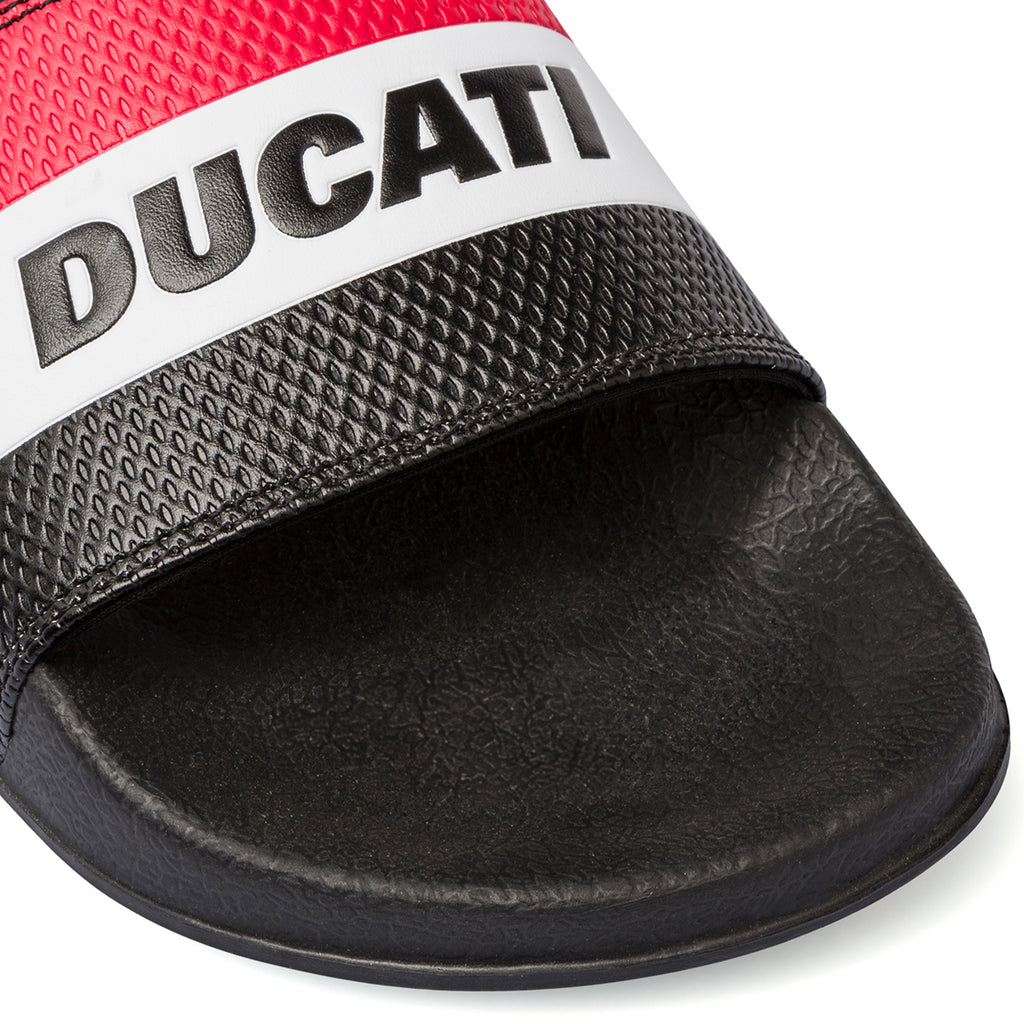 Ciabatte da uomo nere con fascia singola e logo Ducati