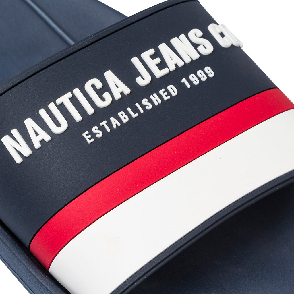 Ciabatte da uomo blu fascia singola con dettagli bianchi e rossi Nautica Jeans