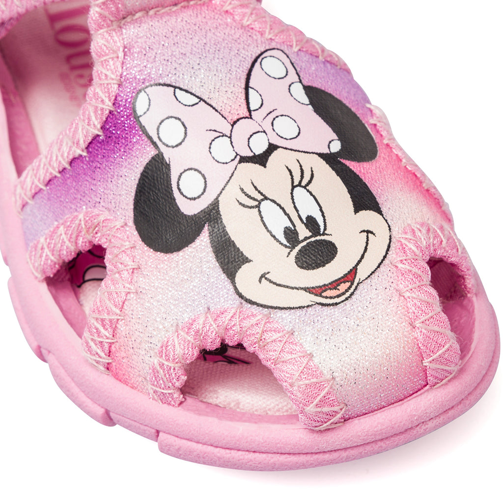 Sandali da bambina rosa con glitter e stampa Minnie
