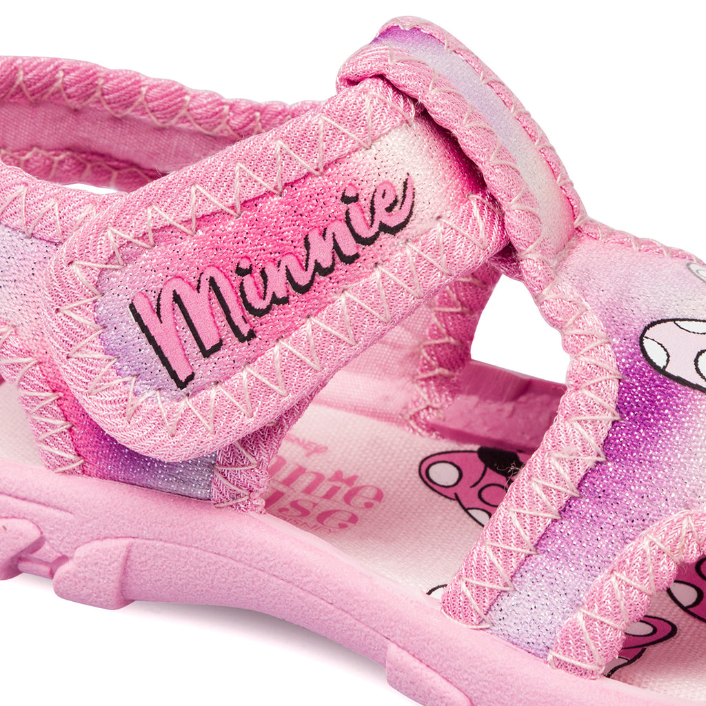 Sandali da bambina rosa con glitter e stampa Minnie