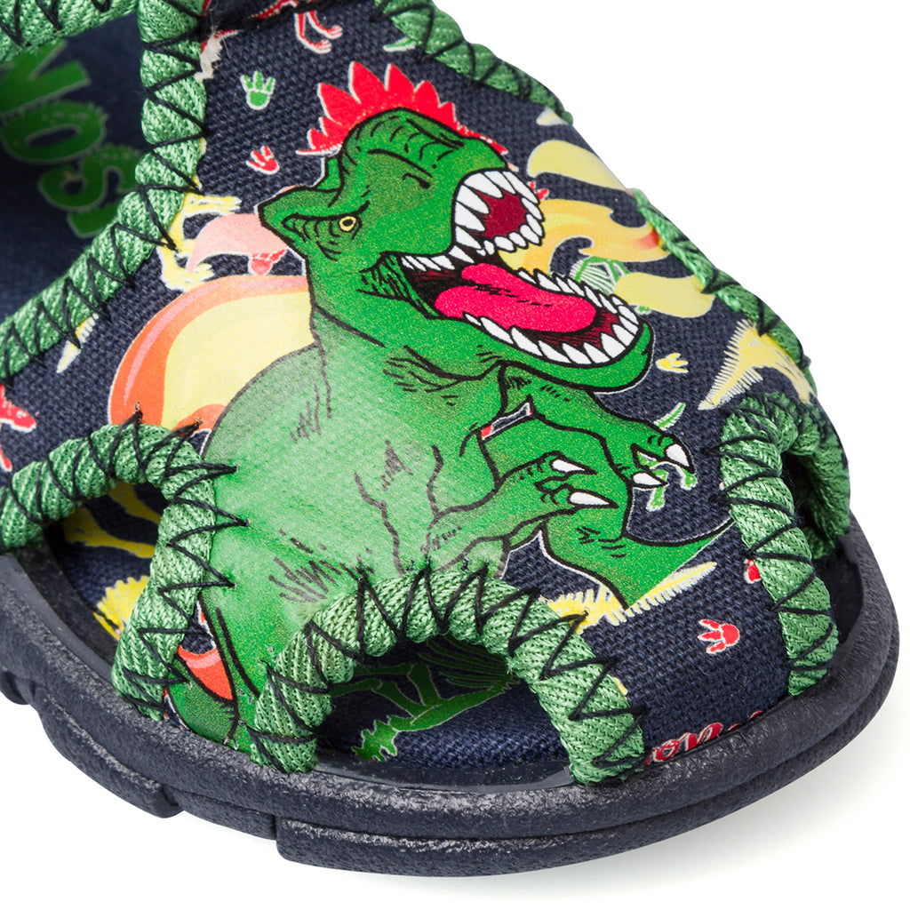 Sandali da bambino verdi e blu con stampe Dinosaurs