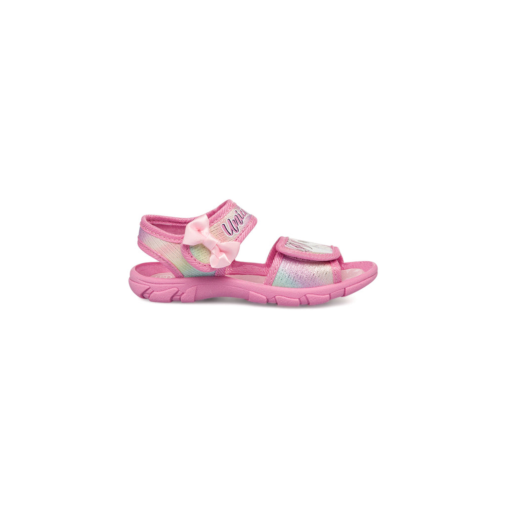 Sandali da bambina rosa con glitter e stampa Unicorn