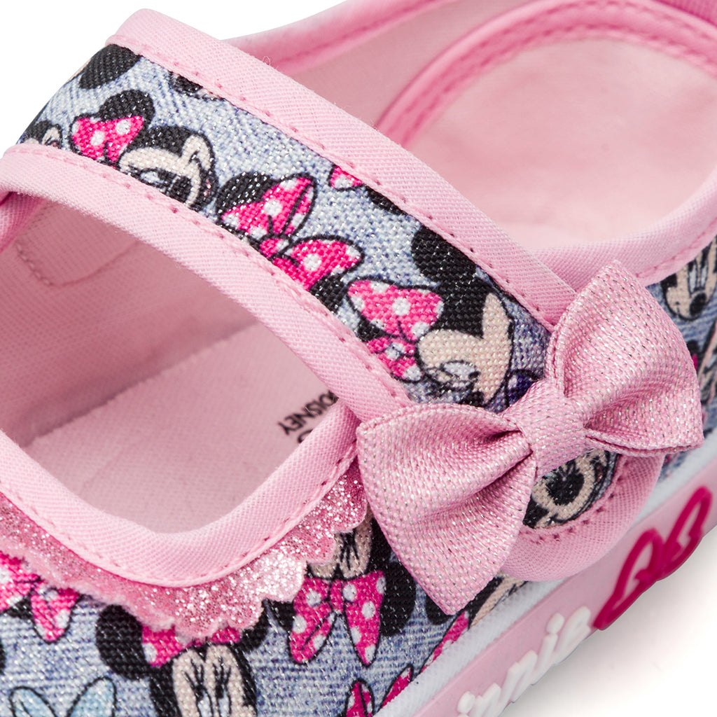Scarpe Minnie rosa da Bambina con fiocco e chiusura con strappo