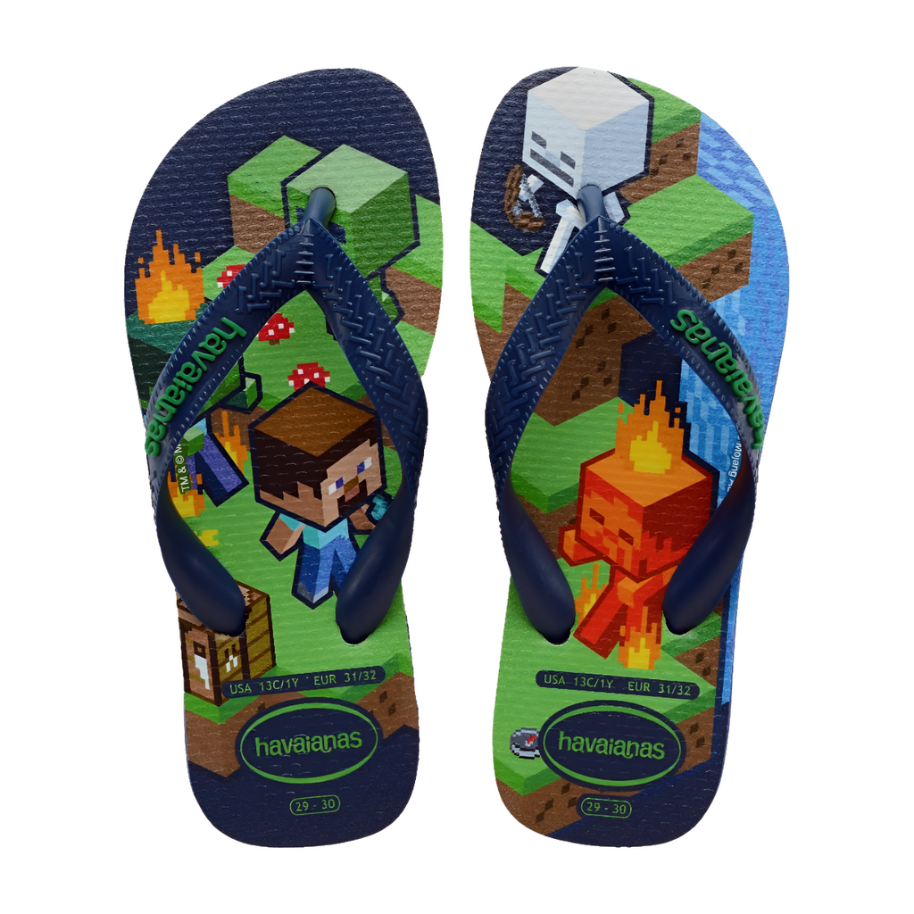 Ciabatte infradito blu da Bambino con stampa Minecraft Havaianas