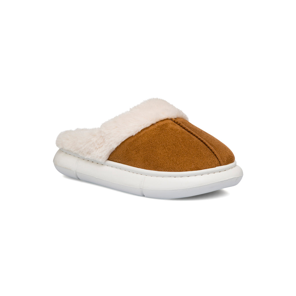 Pantofole effetto scamosciato color cuoio da Donna Jog