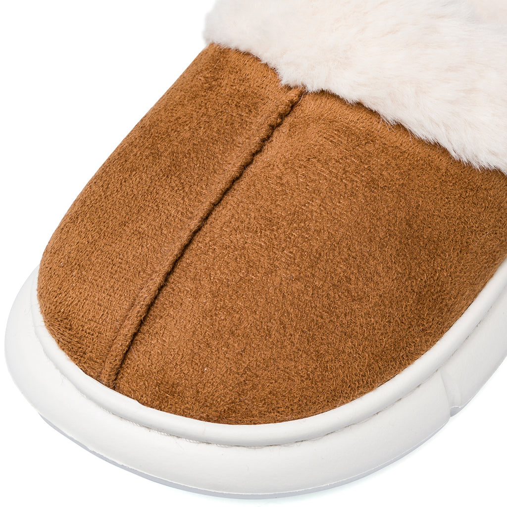 Pantofole effetto scamosciato color cuoio da Donna Jog