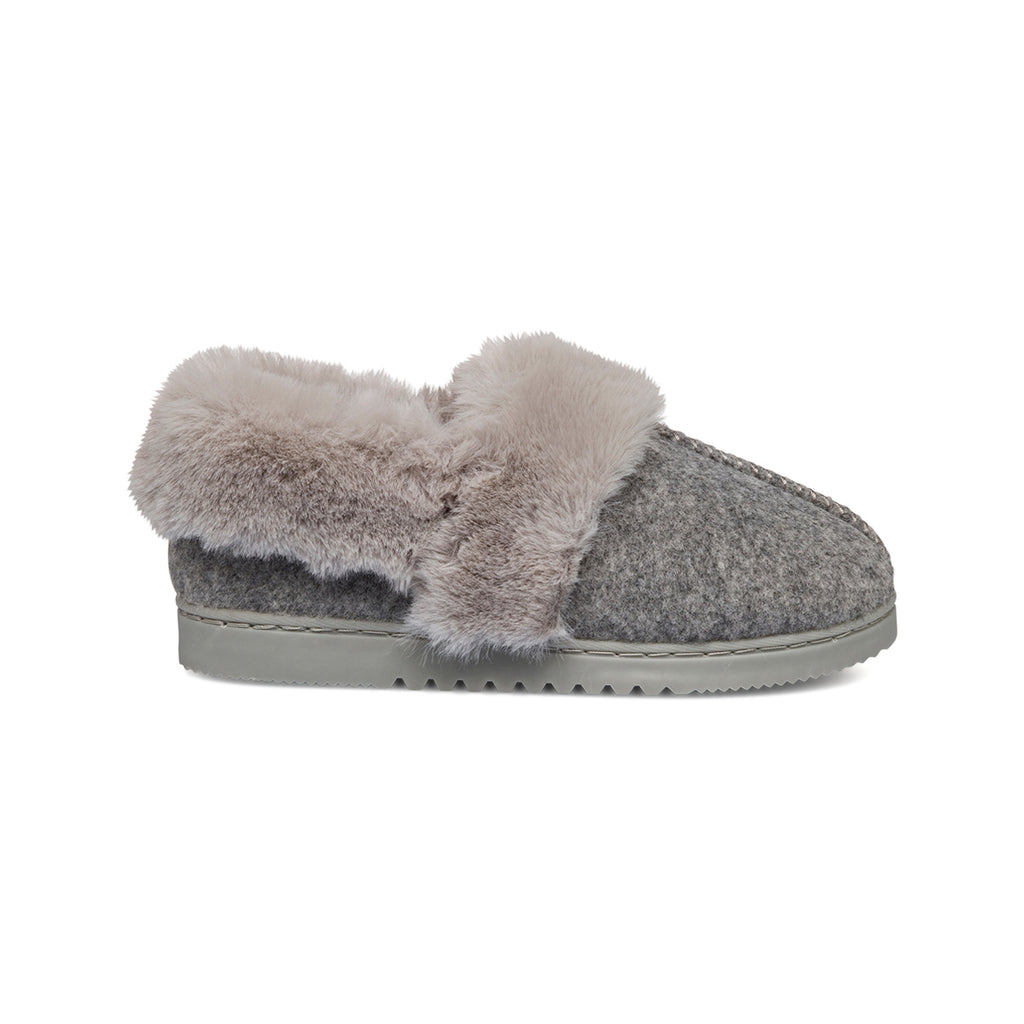 Pantofole grigie da Donna in tessuto con pelo sintetico Jog