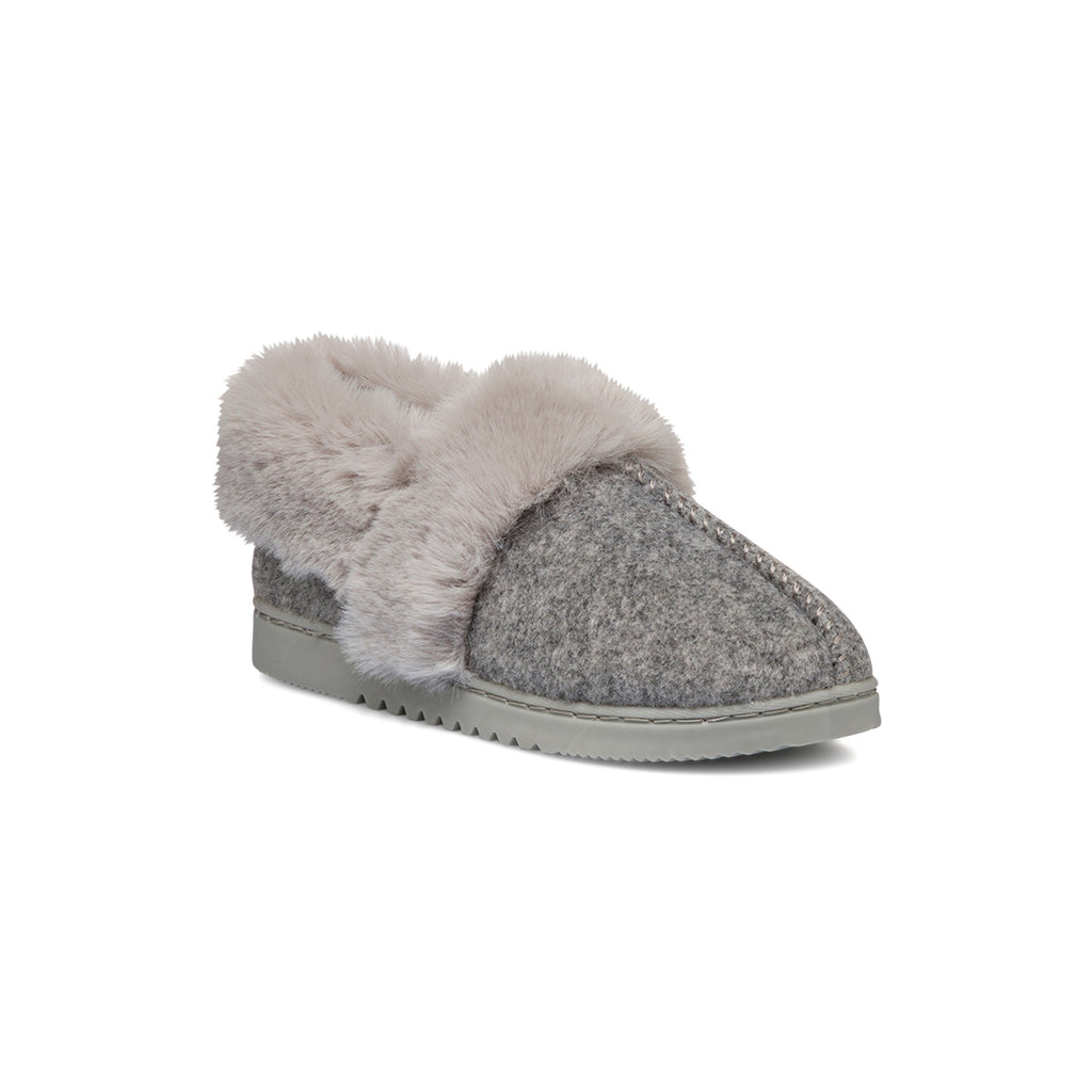 Pantofole grigie da Donna in tessuto con pelo sintetico Jog