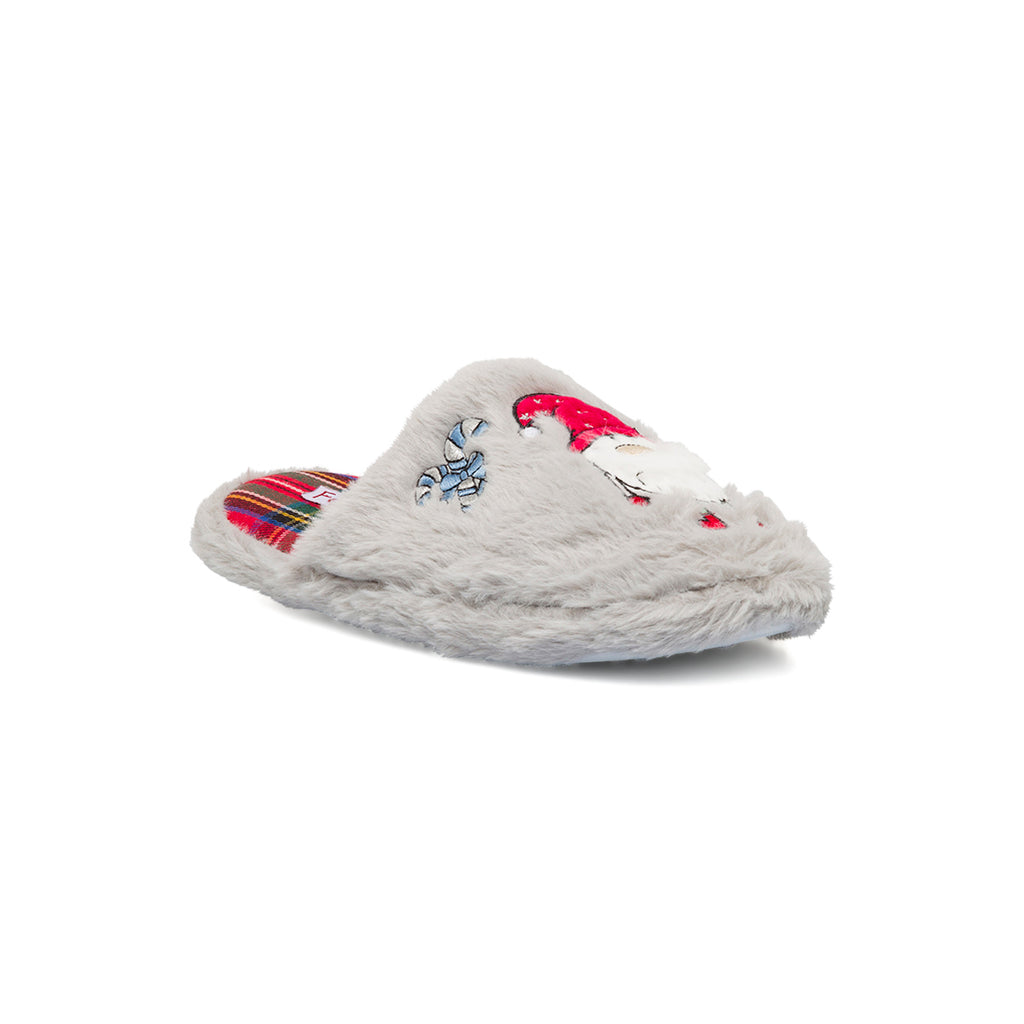 Pantofole natalizie da donna grigie con Babbo Natale Feetty