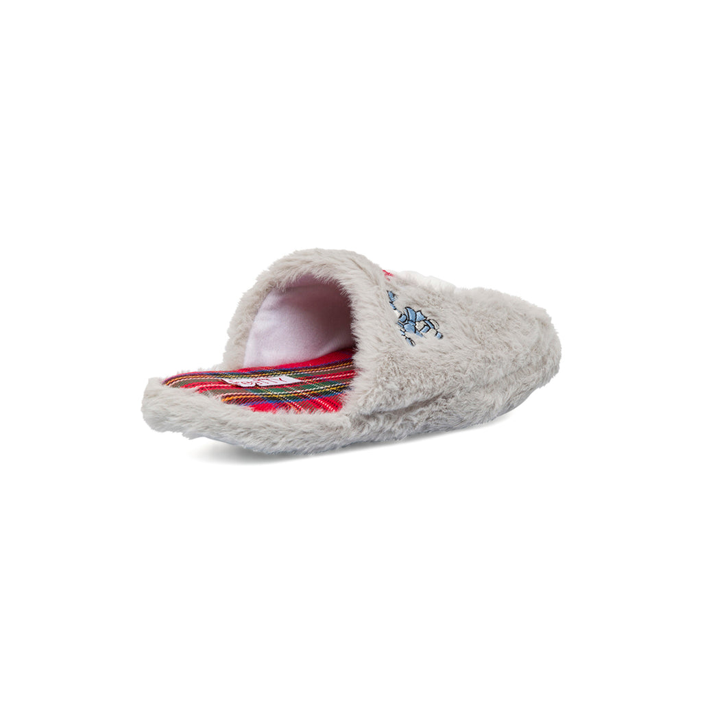 Pantofole natalizie da donna grigie con Babbo Natale Feetty