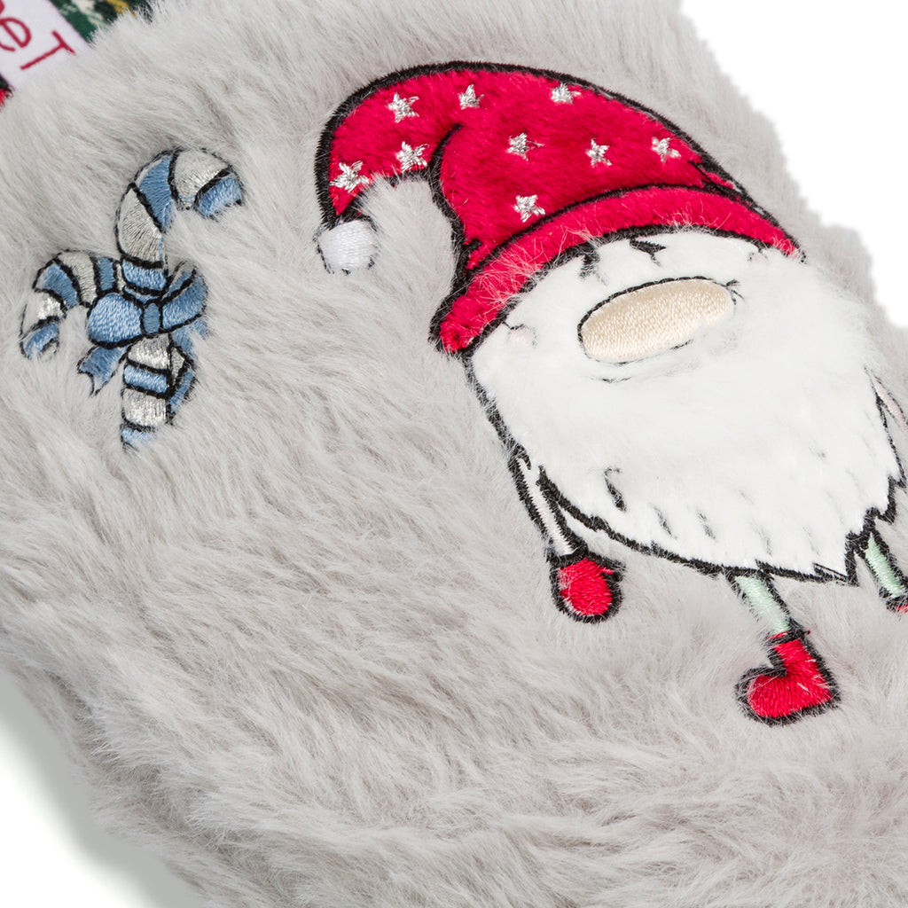 Pantofole natalizie da donna grigie con Babbo Natale Feetty