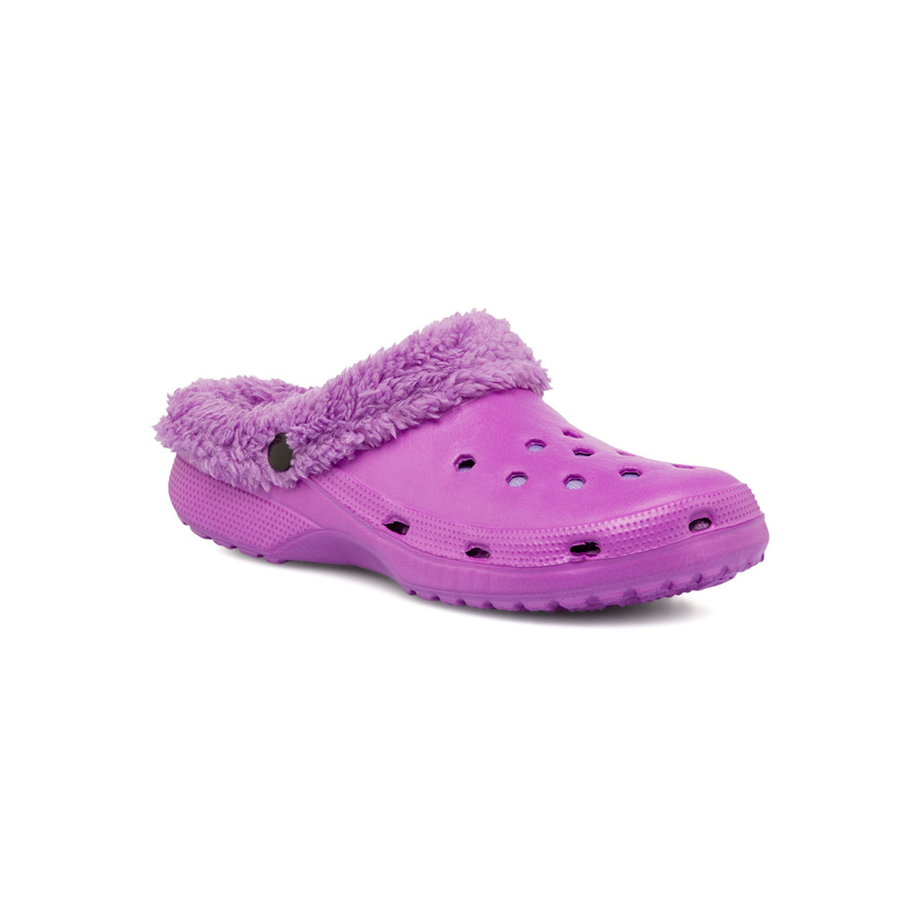 Pantofole da donna lilla in gomma con interno in finto pelo Feetty