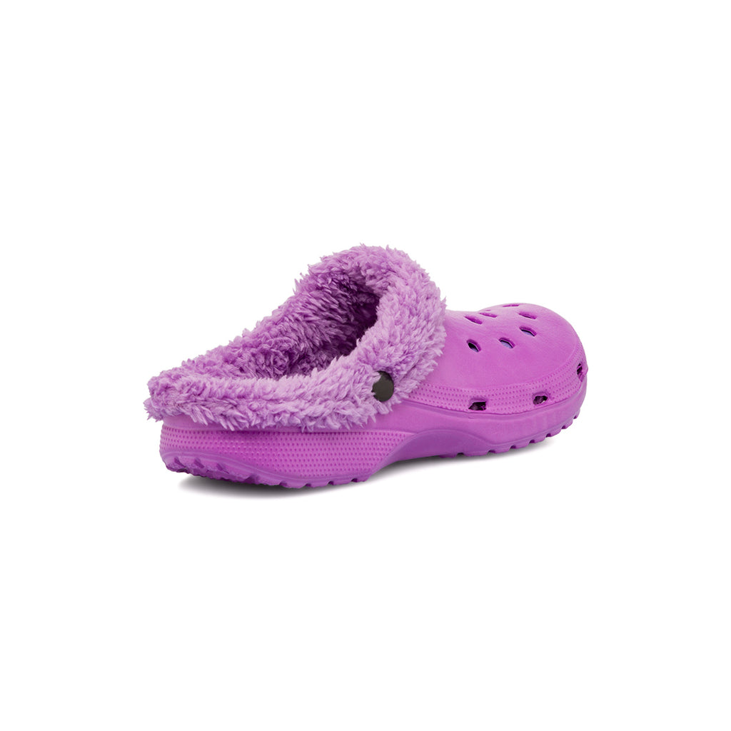 Pantofole da donna lilla in gomma con interno in finto pelo Feetty