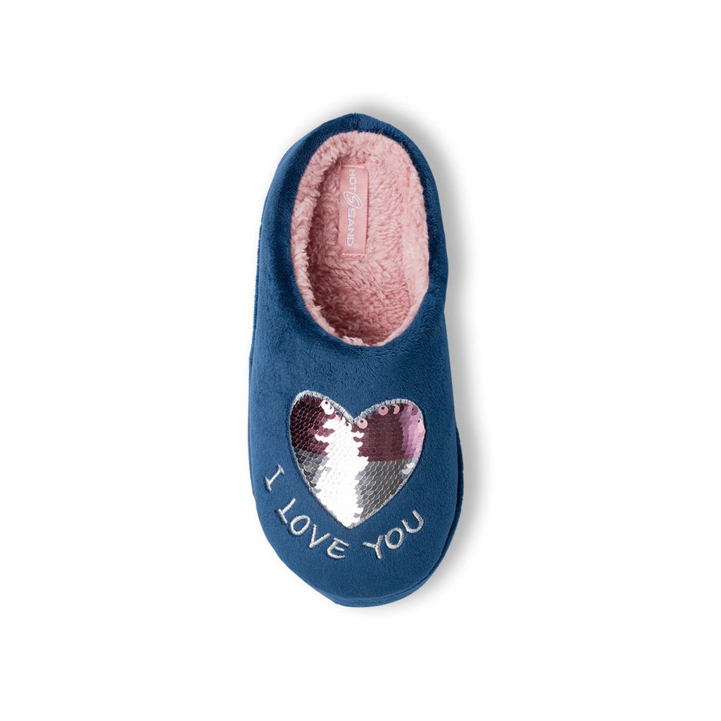 Pantofole blu da Donna Hot Sand con paillettes