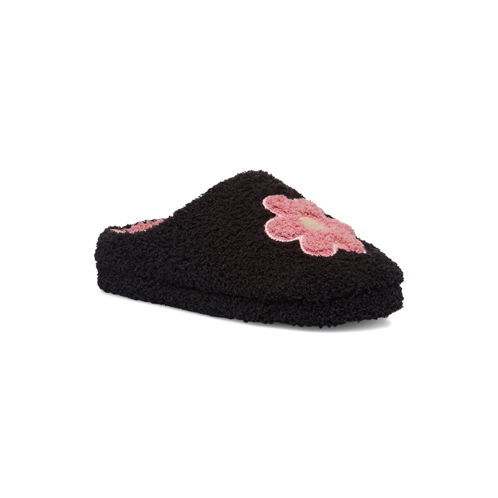 Pantofole nere da Donna con fiore rosa Hot Sand
