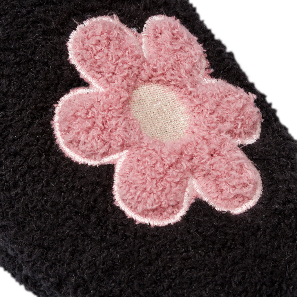 Pantofole nere da Donna con fiore rosa Hot Sand