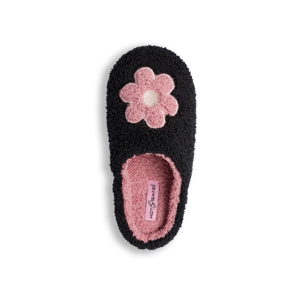 Pantofole nere da Donna con fiore rosa Hot Sand