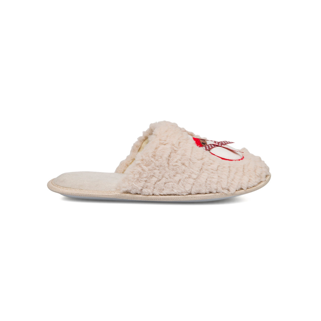 Pantofole da donna beige con ricamo Lora Ferres