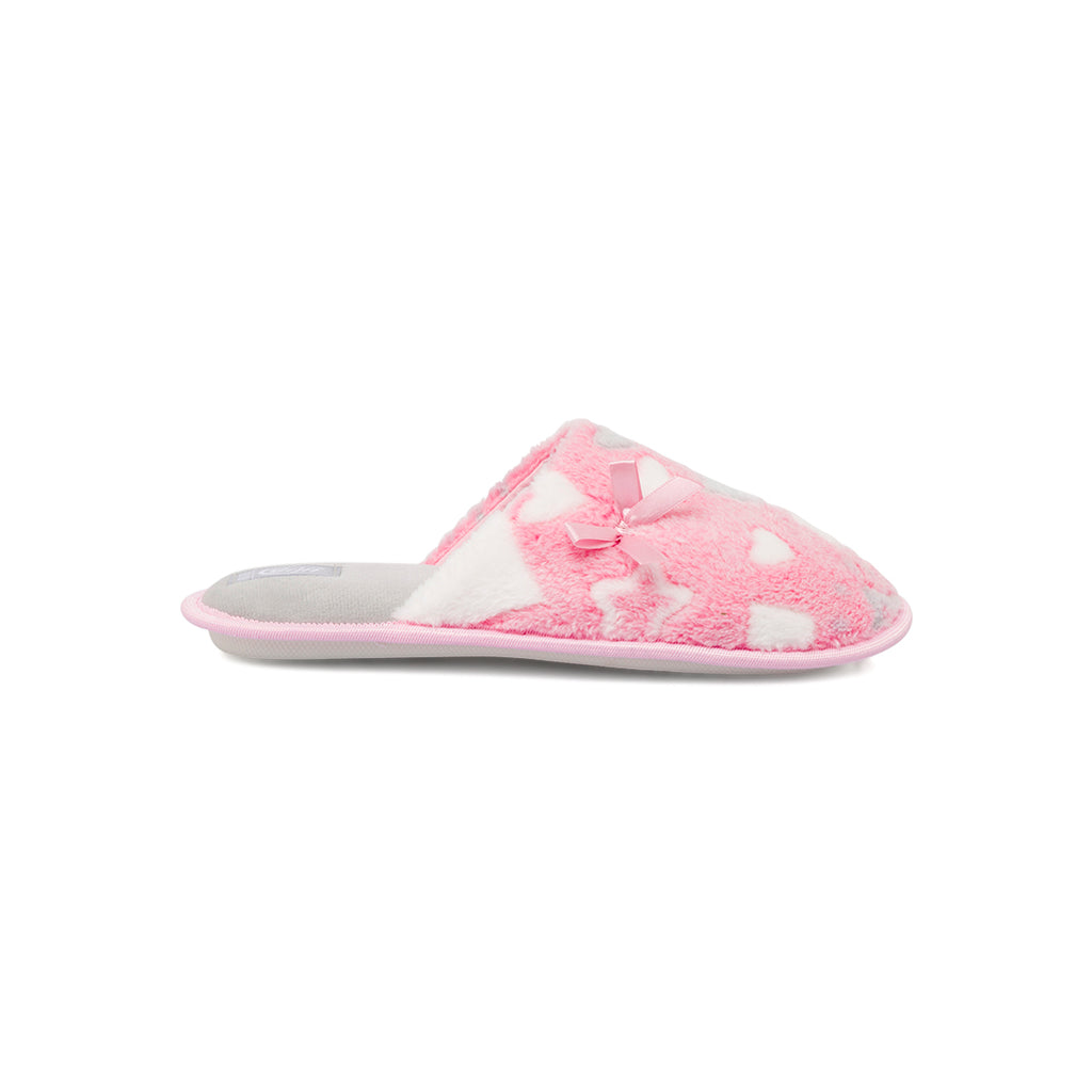 Pantofole rosa da Donna effetto pelliccia con fiocco Griff