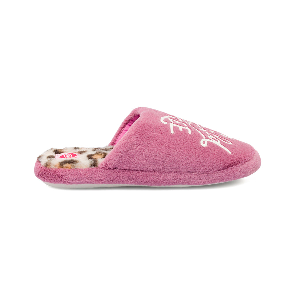 Pantofole da donna rosa Griff in peluche con fantasia leopardata