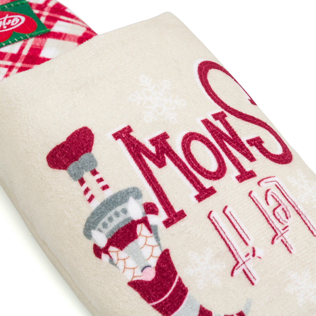 Pantofole natalizie da donna bianche Griff con interno scozzese