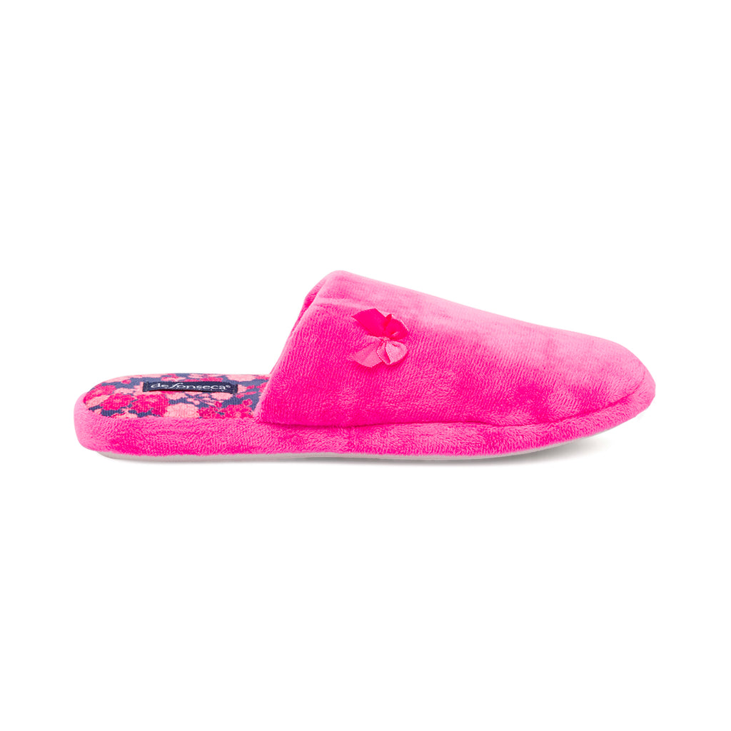 Pantofole donna De Fonseca fucsia effetto peluche e fantasia floreale