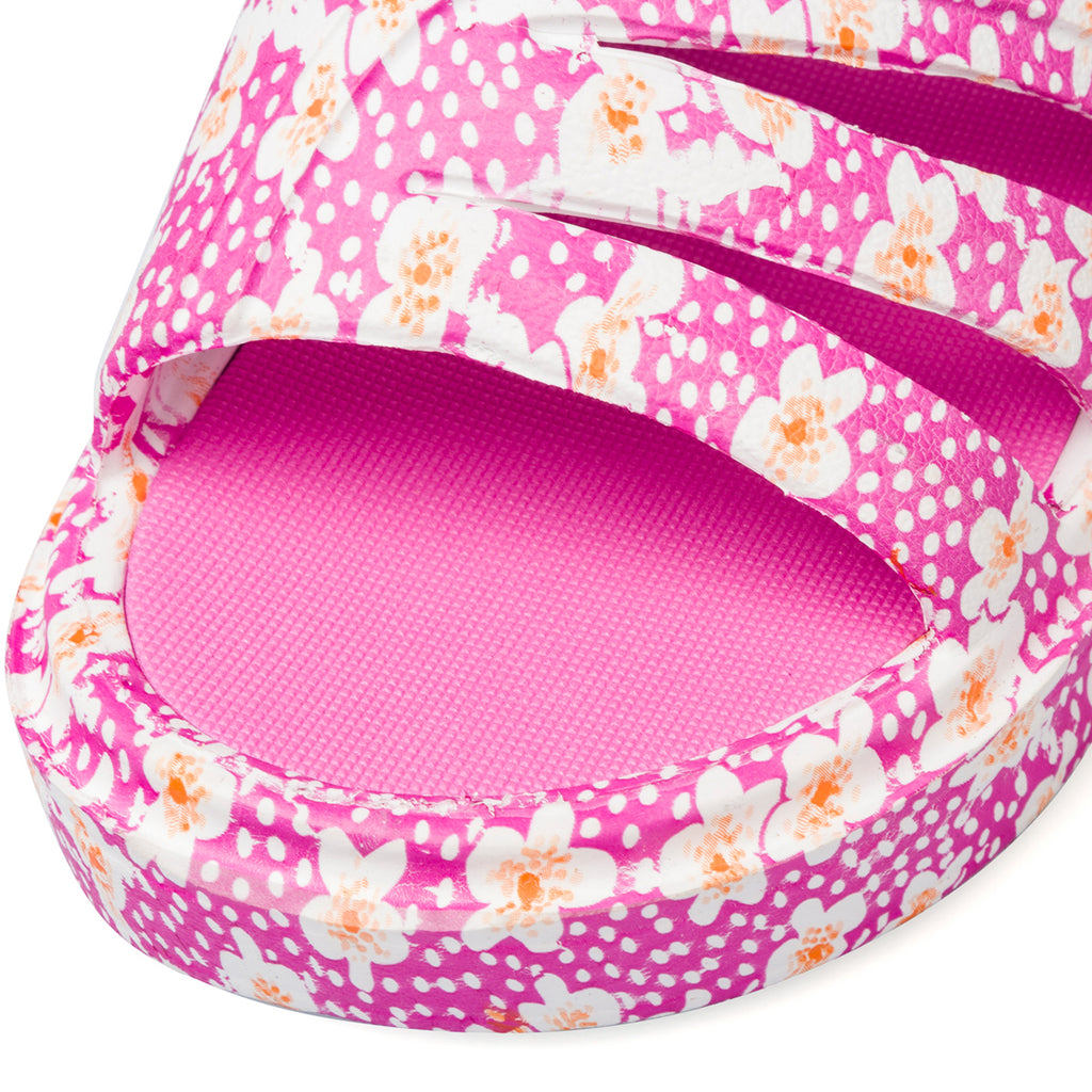 Ciabatte da donna fucsia con stampa fiori Jog