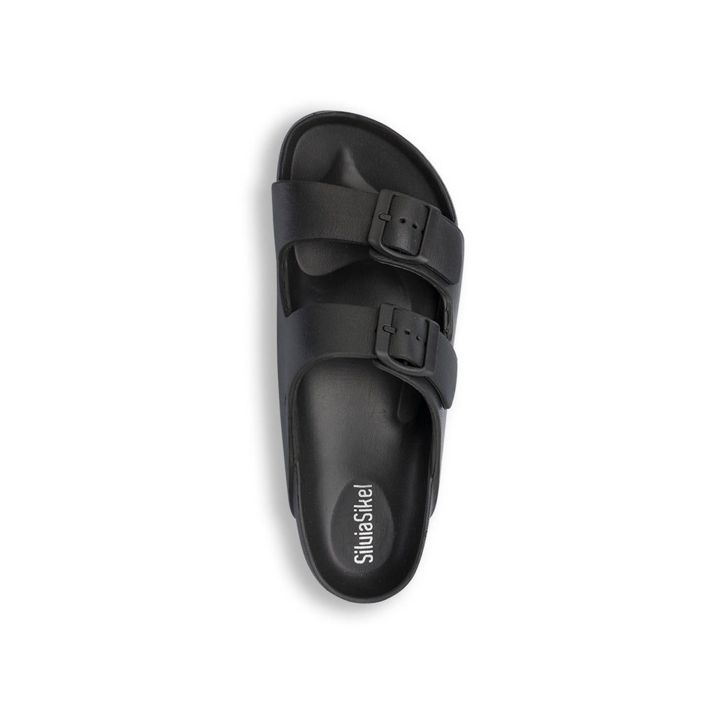Ciabatte nere da Donna con doppia fascia e fibbia regolabile Silvia Sikel