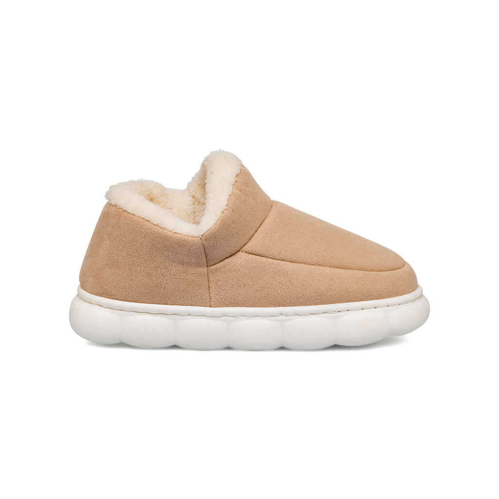 Pantofole beige da Donna in tessuto con pelliccia sintetica Lora Ferres